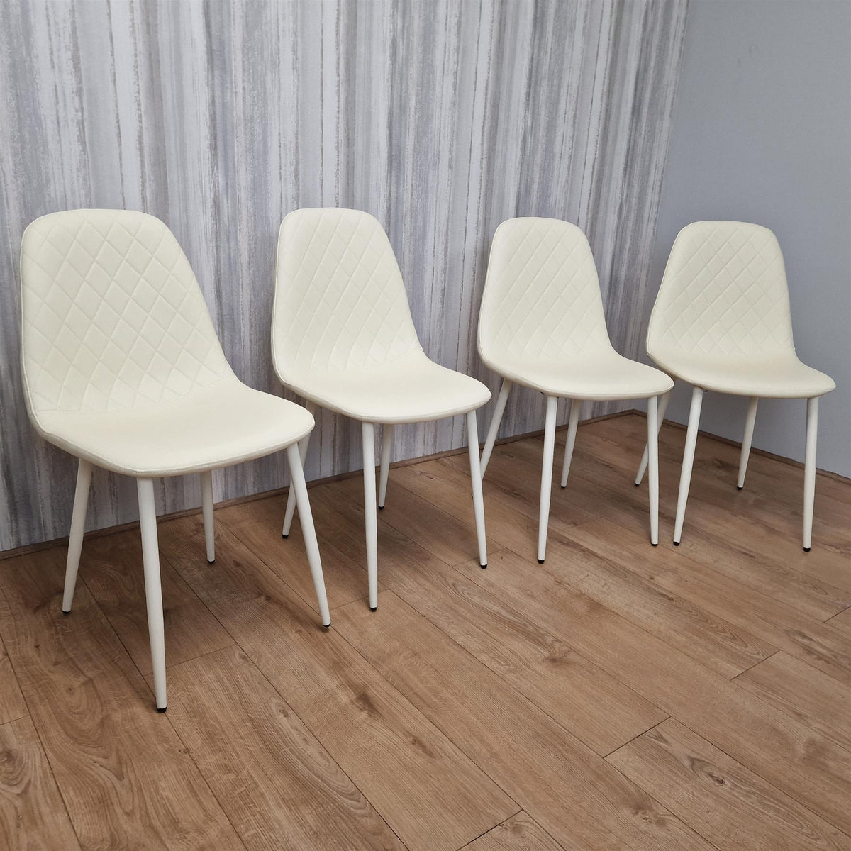 Dining Chairs Set of 4 Cream Leather Kitchen Chairs