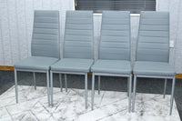 Dining Chairs Set of 4 Grey Leather Kitchen Chairs