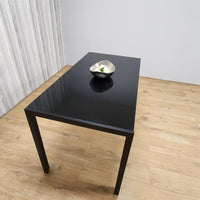 Dining Table Black Glass Kitchen Place for 4 Seats, Dining Table Only (Black H 75 x L 120 x W 70 cm)