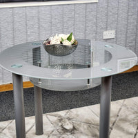 Glass Grey Dining Table Round Dining Table Dining Room Kitchen Furniture