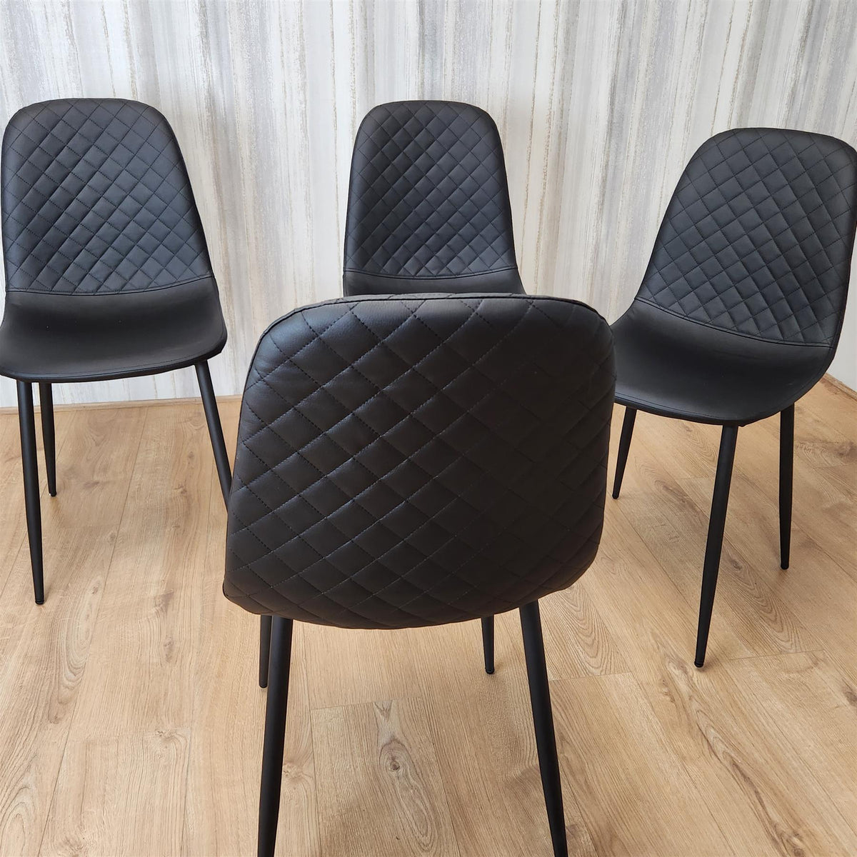 Dining Chairs Set of 4 Black Leather Kitchen Chairs