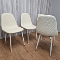 Dining Chairs Set of 4 Cream Leather Kitchen Chairs