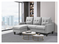 Corner Sofa Fabric Sectional Sofa with Ottoman L-shaped  Light Grey Sofa Couch Reversible 3-Seater