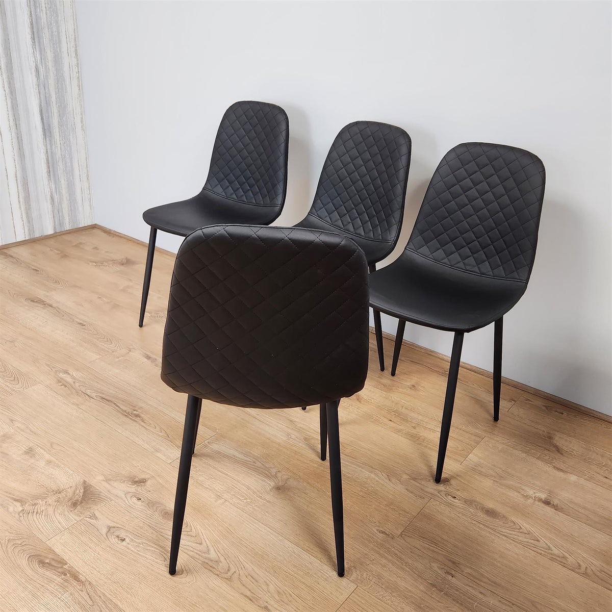 Dining Chairs Set of 4 Black Leather Kitchen Chairs