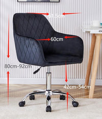 Office Chair black velvet swivel with arms and wheels leisure home desk computer