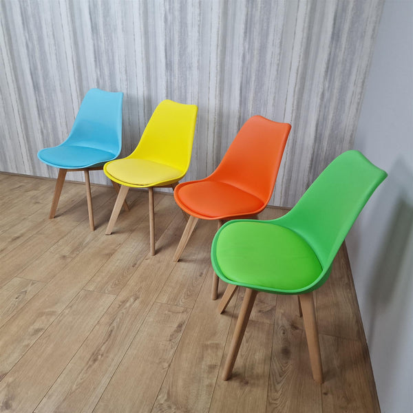 Dining Chairs Set of 4 Four Colourful Mixed Leather Kitchen Table