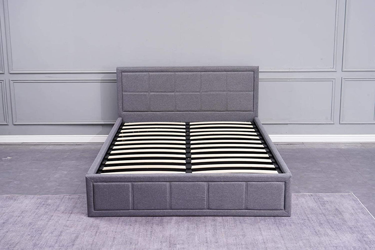 Ottoman Stoarge Bed grey small double 4ft fabric wooden bedroom