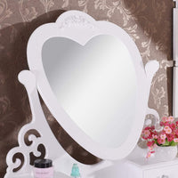 Dressing Table with Heart Shaped Mirror and Stool Makeup Vanity Mirror Hollywood Table