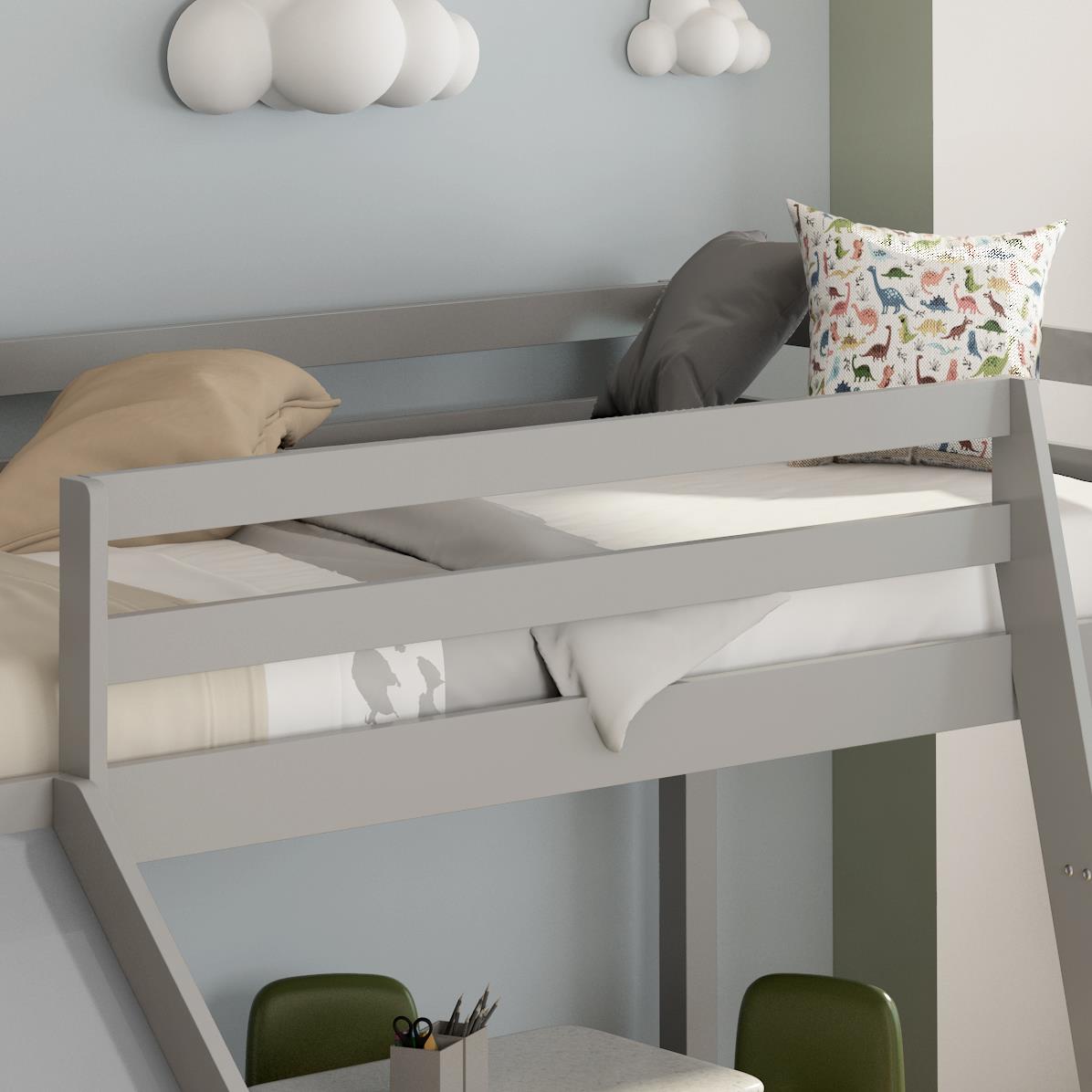 Mid Sleeper with Slide kids bed grey 3ft single wooden and 1 mattress childrens bedroom furniture