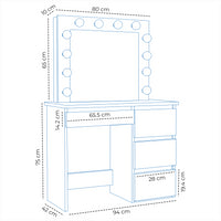 White Dressing Table Hollywood LED Mirror Makeup Desk Vanity Table Bedroom Furniture