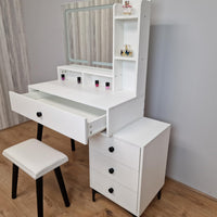 Dressing Table with Mirror and Stool Makeup Vanity LED Mirror Lights Hollywood Table