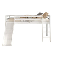 Mid sleeper with slide Bed kids white 3ft single wooden childrens bedroom furniture