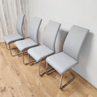 Dining Chairs Set of 4 Grey Leather Kitchen Chairs