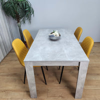 Wooden Rectangle Dining Table Sets with Set of 4 Chairs, Grey and Mustard