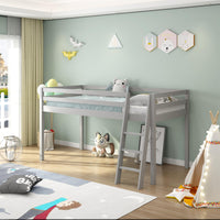 Mid Sleeper kids bed grey 3ft single wooden and 1 mattress wooden childrens bedroom furniture