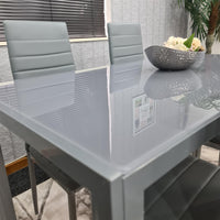 kitchen Dining table and 4 grey leather chairs kitchen dining room furniture