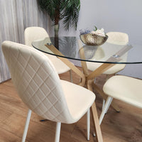 Forest Round Glass Table + 4 cream gem