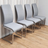 Dining Chairs Set of 4 Grey Leather Kitchen Chairs