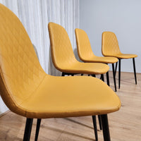 Dining Chairs Set of 4 Mustard Leather Kitchen Chairs