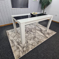 Dining Table Wood Kitchen Place for 6 Seats, Dining Table Only (White and Black H 75 x L 140 x W 80 cm)