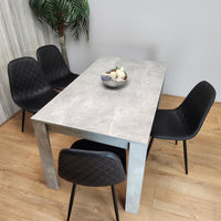 Dining Table and 4 Chairs stone grey Effect Table with 4 Black Gem Patterned Chairs