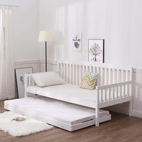 Daybed With Trundle white 3ft single and 2 mattresses wooden pull out guest room bedroom