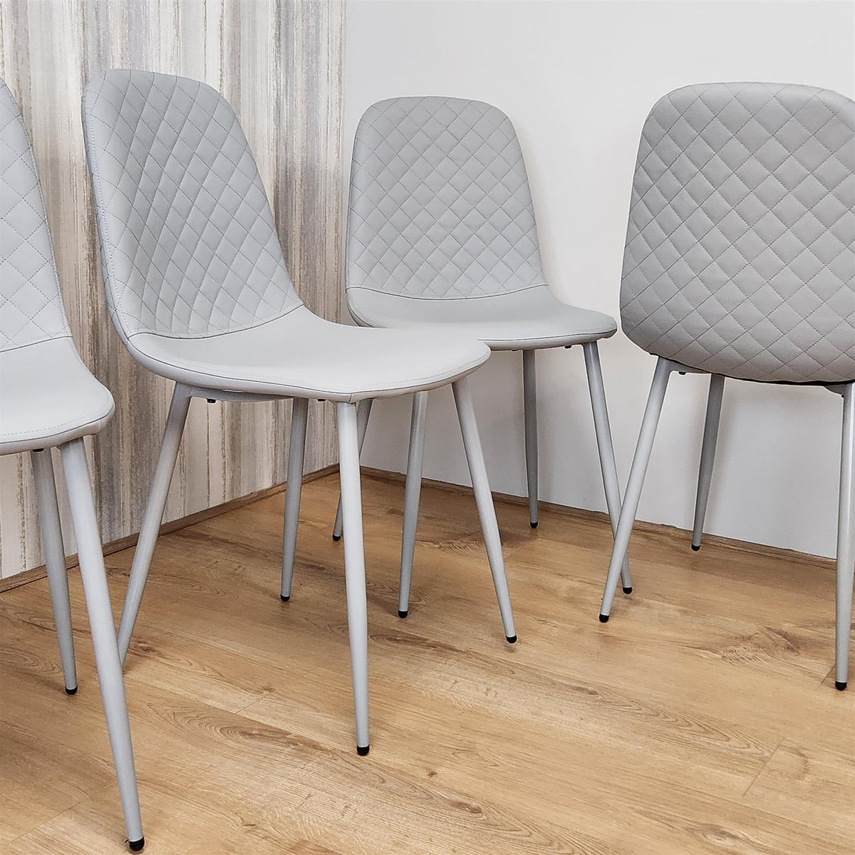 Dining Chairs Set of 4 Grey Leather Kitchen Chairs