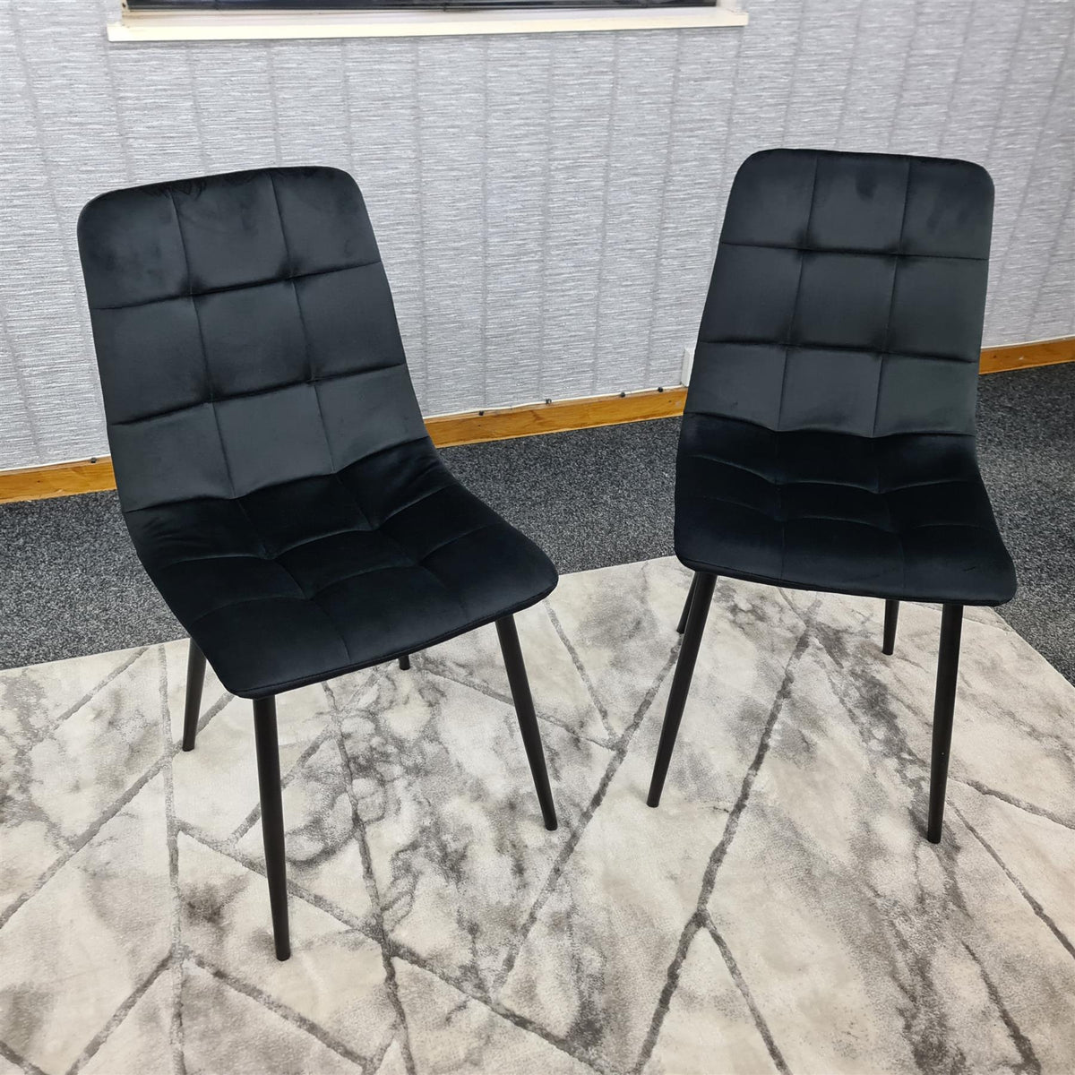 Dining Chairs Set of 2 Black Velvet Kitchen Chairs