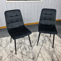 Dining Chairs Set of 2 Black Velvet Kitchen Chairs