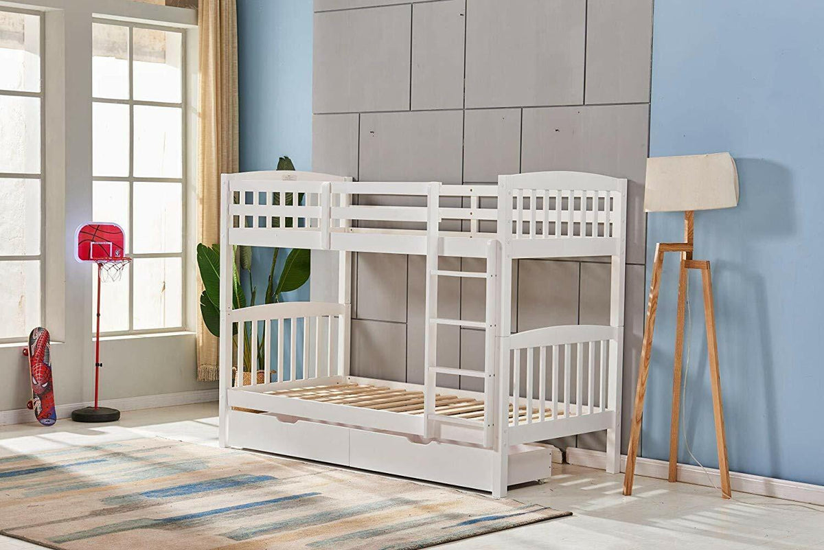 Bunkbed Kids white 3ft single wooden bunk bed childrens bedroom furniture