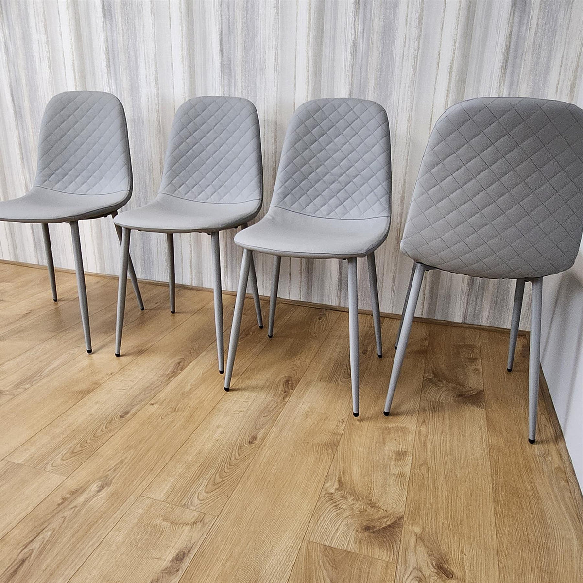 Dining Chairs Set of 4 Grey Leather Kitchen Chairs