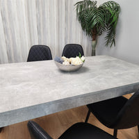 Dining Table and 4 Chairs stone grey Effect Table with 4 Black Gem Patterned Chairs