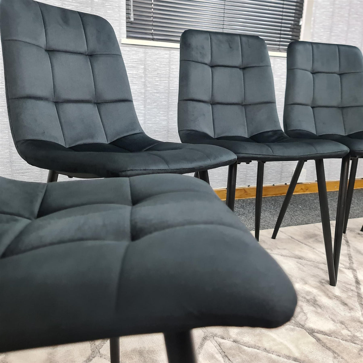 Dining Chairs Set of 6 Black Velvet Kitchen Chairs