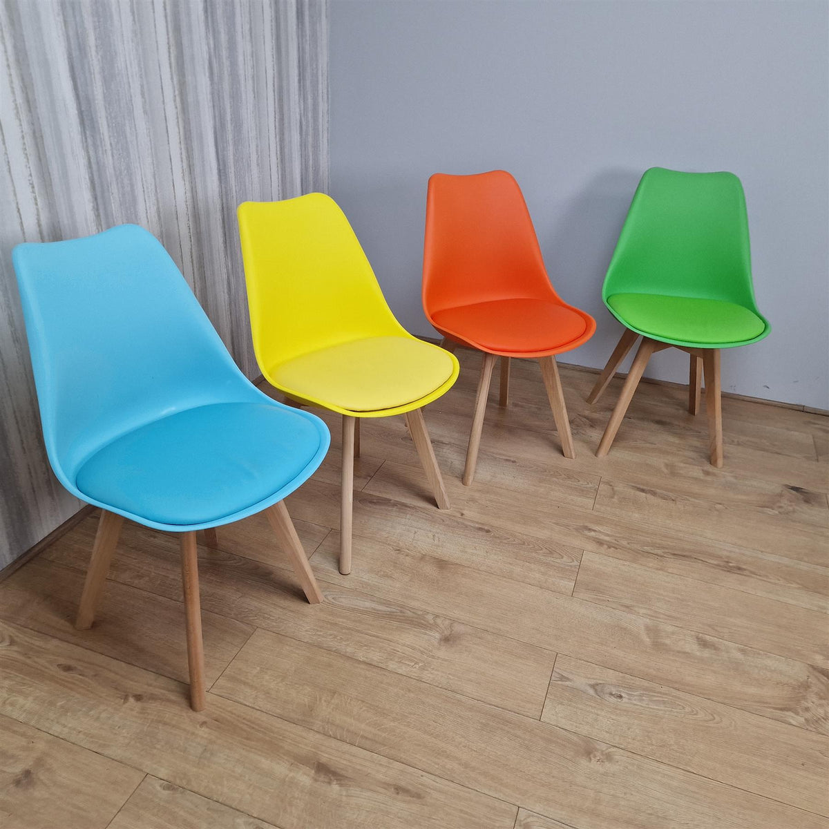 Dining Chairs Set of 4 Four Colourful Mixed Leather Kitchen Table