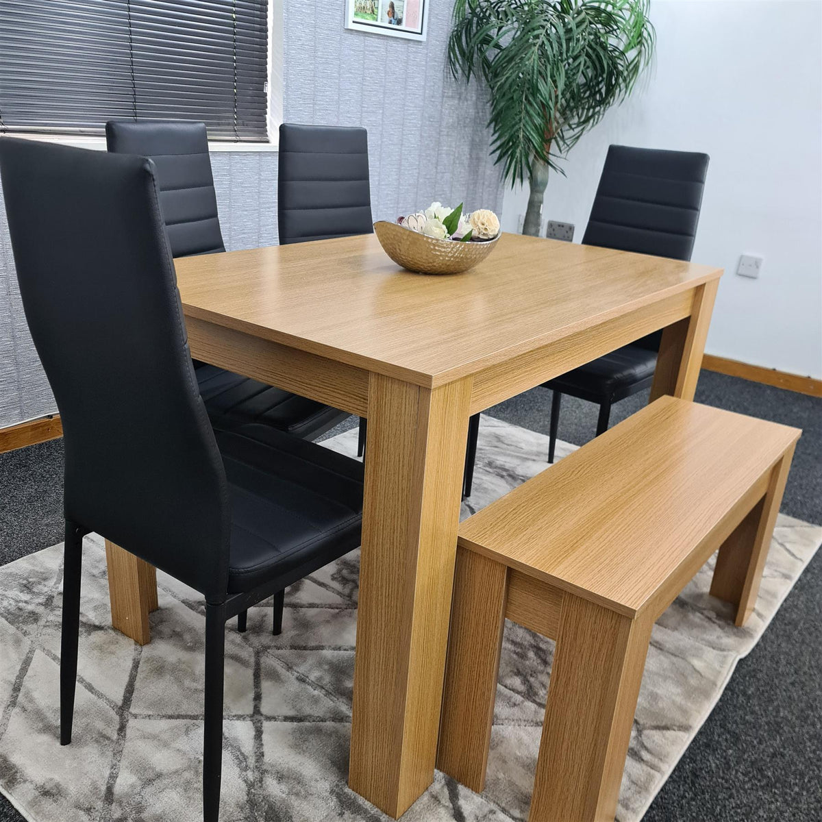 Dining Table Set with 4 Chairs Dining Room and Kitchen table set of 4, and Bench