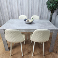 Wooden Rectangle Dining Table Sets with Set of 4 Chairs, Grey and Cream