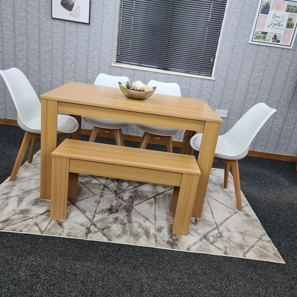 Dining Table Set with 4 Chairs Dining Room and Kitchen table set of 4, and Bench