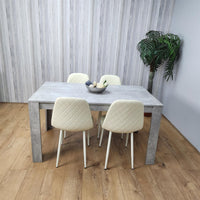 Wooden Rectangle Dining Table Sets with Set of 4 Chairs, Grey and Cream