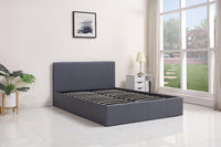 Ottoman Storage Bed grey 3ft single leather and 1 spring mattress bedroom furniture
