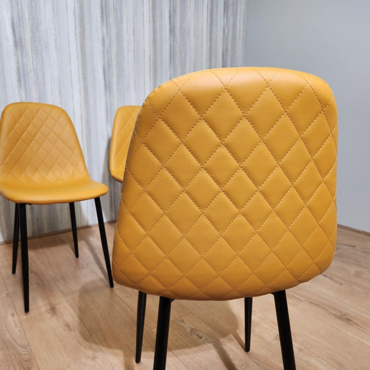 Dining Chairs Set of 4 Mustard Leather Kitchen Chairs