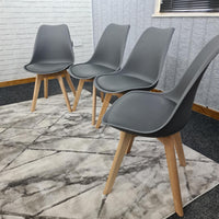 Dining Chairs Set of 4 Grey Leather Kitchen Table