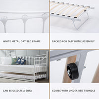 Daybed With Trundle white 3ft single bed pull out metal guest room bedroom living room