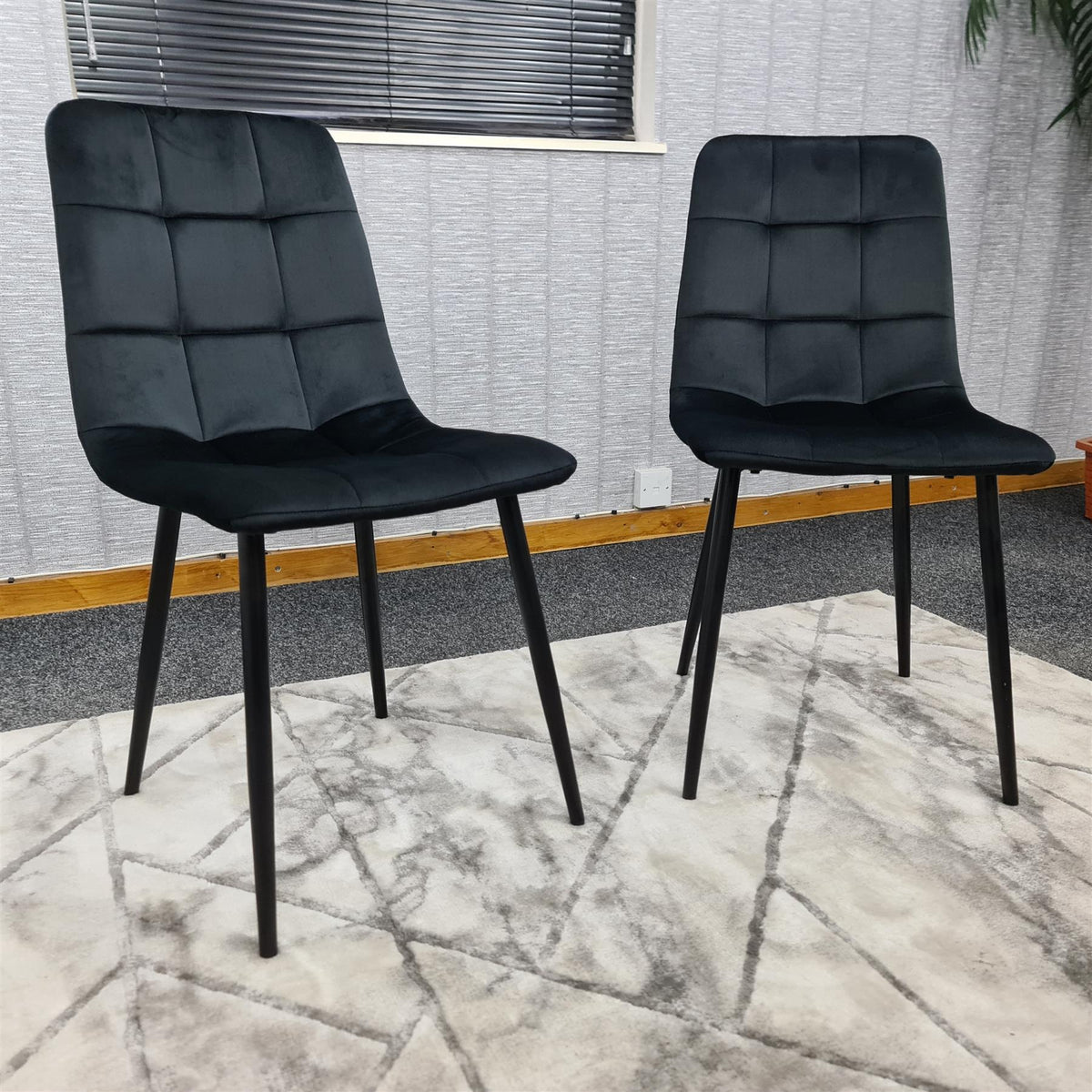 Dining Chairs Set of 2 Black Velvet Kitchen Chairs