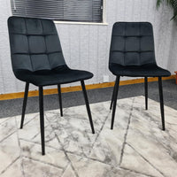 Dining Chairs Set of 2 Black Velvet Kitchen Chairs