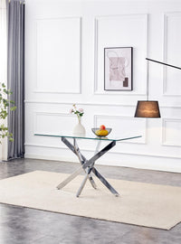 Glass Dining Table with Chrome legs, Rectangle, Living / Dining Room, Kitchen, Furniture