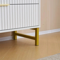 Modern White Chest of 5 Drawers with Gold Metal Legs and Handles – Stylish Storage Dresser for Bedroom & Living Room