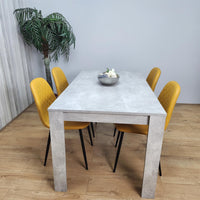 Wooden Rectangle Dining Table Sets with Set of 4 Chairs, Grey and Mustard