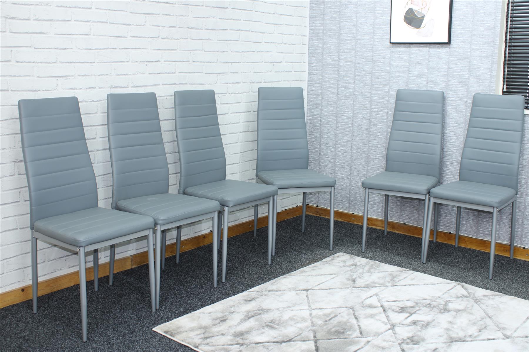 6 grey 2024 leather dining chairs