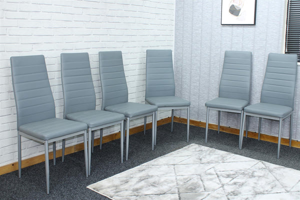 Leather Dining Chairs Set of 6 Grey Kitchen Chairs