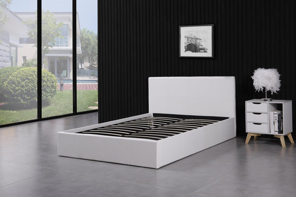 Ottoman Storage Bed white 3ft single leather and 1 mattress bedroom furniture